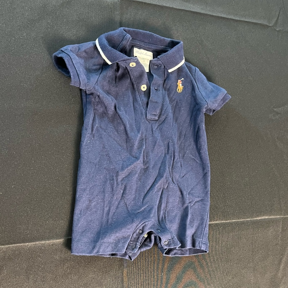Ralph Lauren Navy blue shortall 6M
